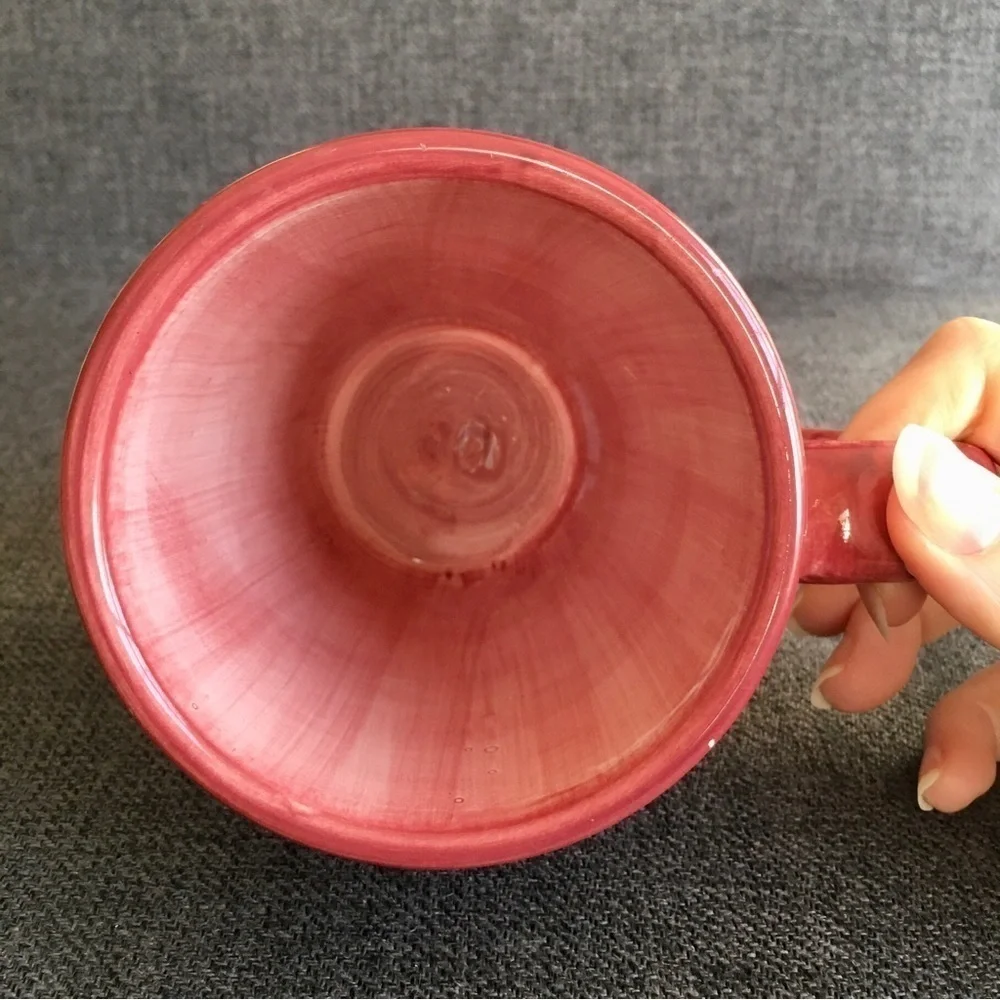 Festive, Colorful, Red Striped Ceramic Mug, 12 oz